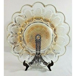 Indiana Glass Deviled Egg Relish Hors D'oeuvre Dish/Platter VTG w/Box Pebbled